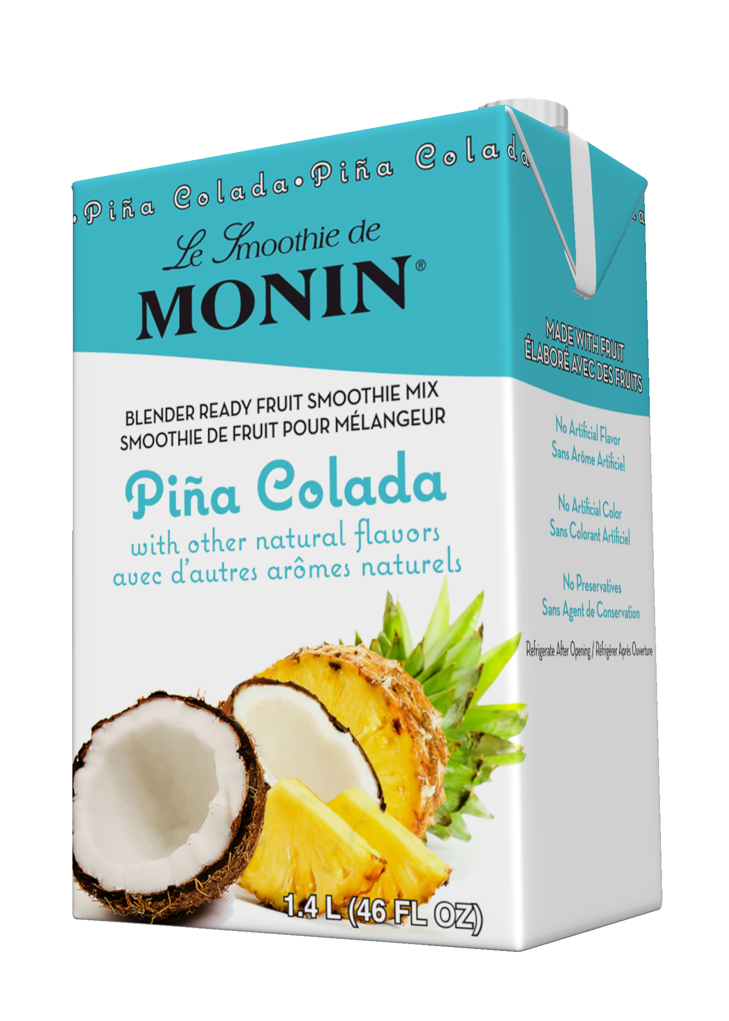 Monin Fruit Smoothie Mix Piña Colada 46 oz Carton