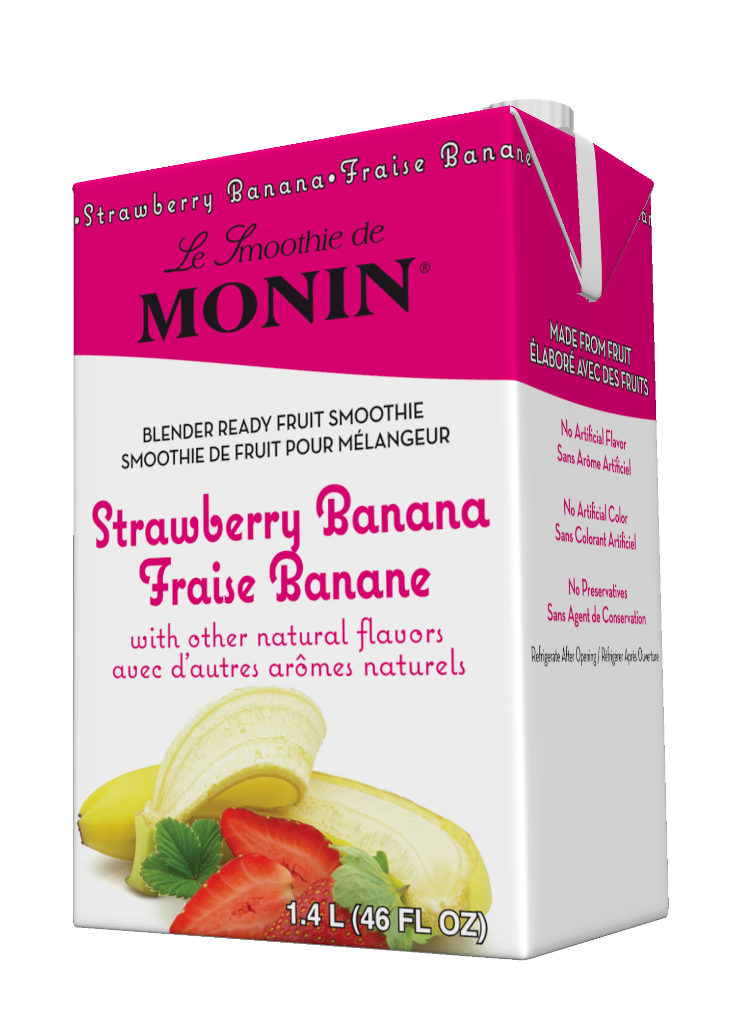 Monin Fruit Smoothie Mix Strawberry Banana 46 oz Carton