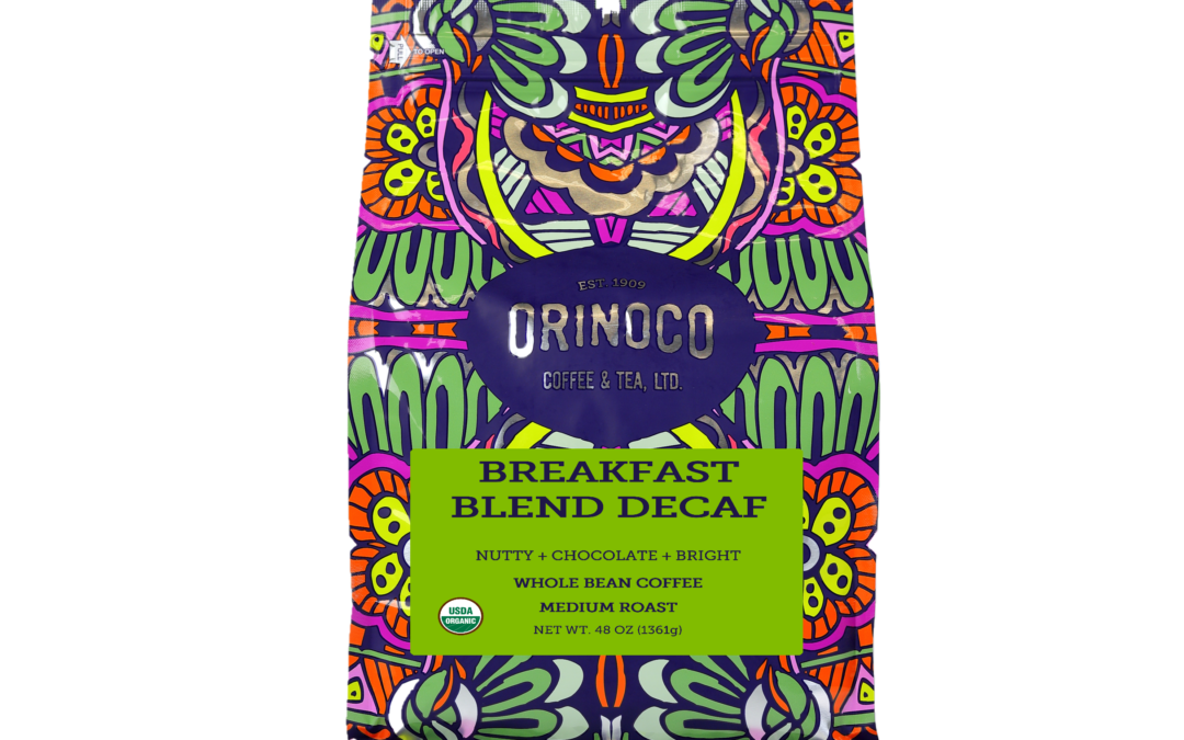 Orinoco Organic Decaf Breakfast Blend 3lb bag, Medium Roast, Whole Bean Coffee, 100% Organic Arabica beans